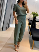 Monna - Lässiges und elegantes Set für Damen – Militärgrün