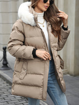 Daunenjacke Damen Mit Kapuze | Gefütterter Winterlook – Khaki