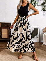 Tamisha – Ärmelloses schwarzes Top, Maxikleid, Rock – Aprikose