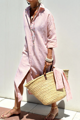 Quintilla - Schimmerndes Sommerkleid mit V-Ausschnitt – Pink
