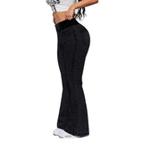Damenjeans mit hohem Bund und dehnbaren Beinen – Schwarz