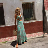 Sabrina - Boho-Tie-Dye-Ensemble mit Maxirock – Blau