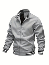 Stanton - Lässige Stehkragen Zip Up Jacke – Grau