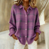 Maribel™ – Klassischer Gestreifter Pullover – Lila
