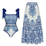Jenna | Einteiliges Set in Blau und Weiß – Blau und weiß