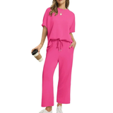 Shirona - Lässiges Oberteil Und Hose Zweiteiliges Set – Rosa