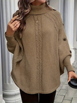 Lolana – Pullover Mit Hohem Kragen Und Gedrehtem Stil – Kamel