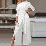 Mariana - Eleganter asymmetrischer Jumpsuit – Weiß