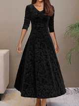 Anny™ - Elegantes Festkleid aus Samt mit V-Ausschnitt – Schwarz
