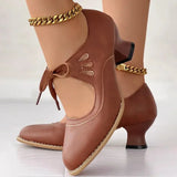 Zydrune - Vintage Leder Pumps Mit Hohem Absatz – Braun