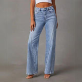 Damen-Jeans mit Weitem Bein aus Denim – Bequeme Passform – Blau