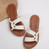 Alma - Weiße flache Sandalen mit Schnallenverschluss und Boho-Stil – Weiß