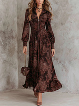 Marlene™ - Midi-Kleid mit Paisleymuster und Reißverschluss am Hals – Braun