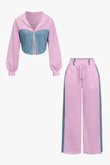Hope | Sportliches Zweiteiler-Set mit Denim-Details – Rosa