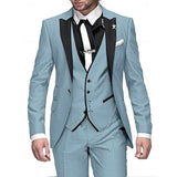 Antonio | 3-teiliges Leinenset für Herren – Blazer, Weste & Hose – Himmelblau