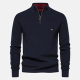 Bartholomäus | Herren Strickpullover mit Troyer-Kragen – Marineblau