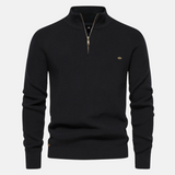 Bartholomäus | Herren Strickpullover mit Troyer-Kragen – Schwarz