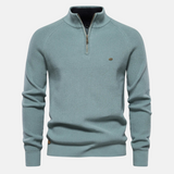 Bartholomäus | Herren Strickpullover mit Troyer-Kragen – Hellblau
