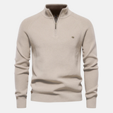 Bartholomäus | Herren Strickpullover mit Troyer-Kragen – Beige