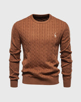 Bastian | Herren Zopfmuster Langarm Strickpullover – Braun