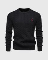 Bastian | Herren Zopfmuster Langarm Strickpullover – Schwarz