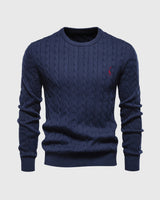 Bastian | Herren Zopfmuster Langarm Strickpullover – Blau