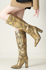 Eve | Goldene Stiefel mit Schlangenleder-Optik – Ein eleganter Hingucker – Gold