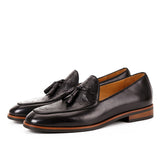 Ethan - Leder-Slipper mit Quasten – Schwarz