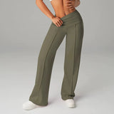 Samanda – Hose Mit Hoher Taille Und Weitem Bein – Armeegrün