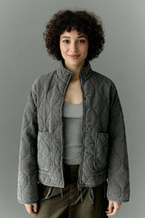 Kyrie | Damen Steppjacke Mit Hohem Kragen – Dunkelgrau