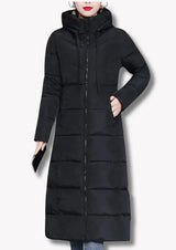 Airrina – langer mantel für damen – Schwarz