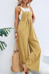 Solania – Stylischer Overall mit weitem Bein – Gelb