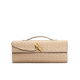 Geflochtene Damen Clutch aus Echtleder – Elegant & Vielseitig – Khaki