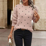 Gergana – Gestrickter Pullover Mit Polka-Punkte – Rosa