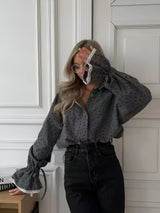 Odette | Stylisches Shirt mit Herzprint für Frühling & Herbst – Dunkelgrau