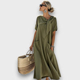 Serela – Lockeres Kleid mit Schleifendetail – Grün