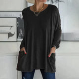 Margot | Tunika-Länge Seitentaschen Top – Schwarz