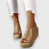 Mia – Vintage Plateau-Sandalen – Beige