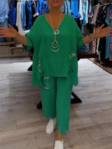 Ebony - Zweiteiliges Sommer Outfit Setzen – Grün