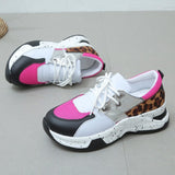 Raylise : Damen Turnschuhe mit Leopardenmuster zum Schnüren – Rote Rose
