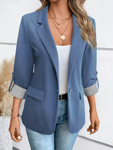 Galiah - Eleganter Zweireiher Blazer Mit Reverskragen – Blau