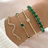Miray – Smaragd Kristall und Goldarmband, 4-Teiliges Set – Gold