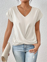 Helena | Lässiges T-Shirt mit herzförmigem Ausschnitt – Weiß