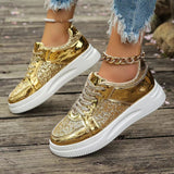 GlamStep™ – Elegante Damen Sneaker mit funkelnden Pailletten – Gold