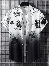 Tropisches 3D-Blumen-Hawaii-Hemd – Stil und Komfort in einem – Weiß Schwarz