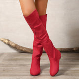 Overknee Stiefel Damen | Runder Zehenbereich mit Hohem Schaft – Rot