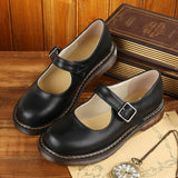 Damen Klassische Mary Jane Flats in Braun – Retro-Look mit Schnalle und Rundkappe – Schwarz