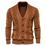 OLIVIERO™ Herren Baumwoll-Cardigan mit Geflochtenem Design und Knopfverschluss – Hellbraun