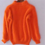 Lässiger Angora Strick Damenpullover - Livia – Orange