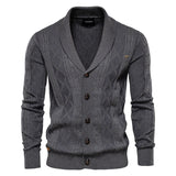 OLIVIERO™ Herren Baumwoll-Cardigan mit Geflochtenem Design und Knopfverschluss – Dunkelgrau